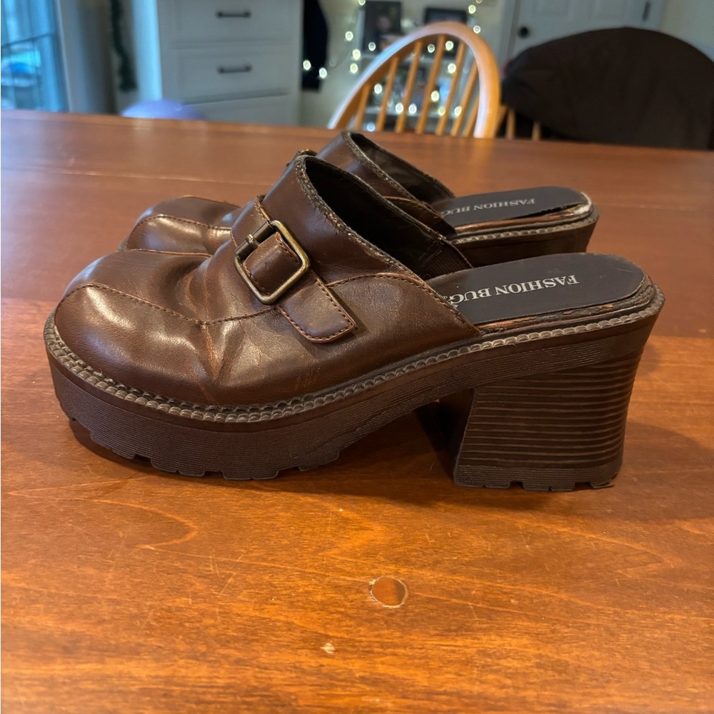Brown Leather Mules